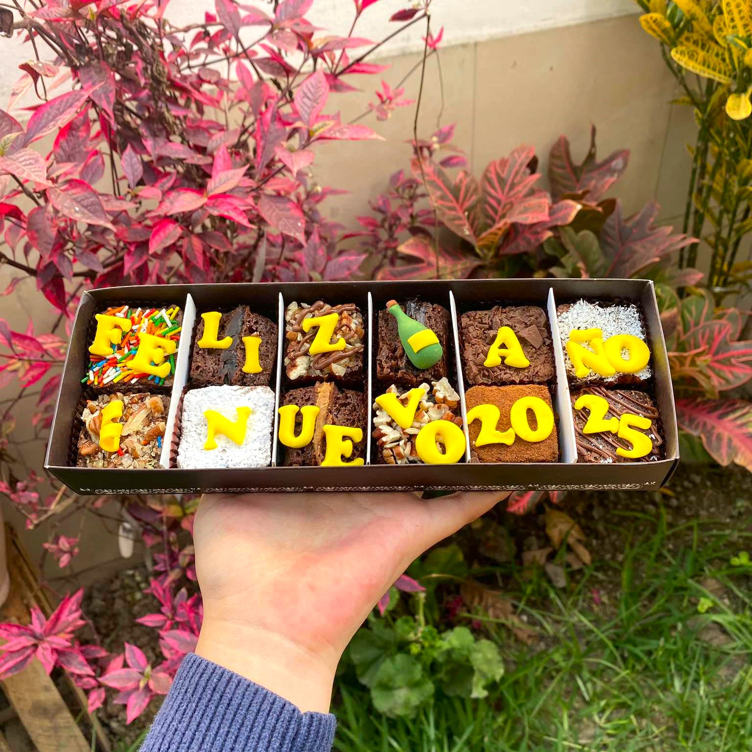 vintage 2025 Mini brownies vintage box feliz año nuevo 2025